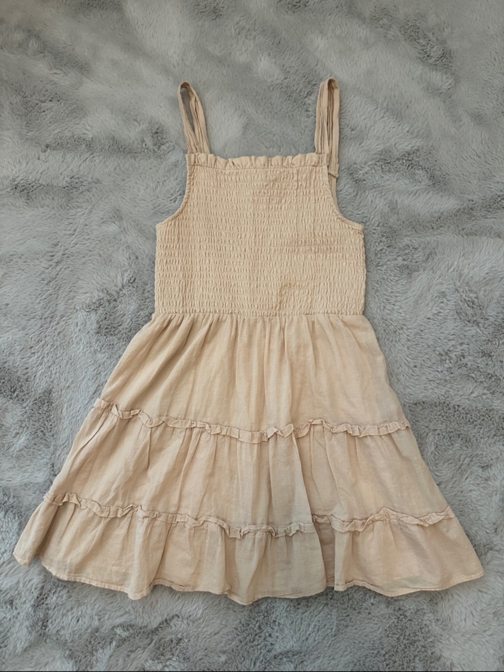 wild fable Beige Smocked Ruffle Tier Sundress